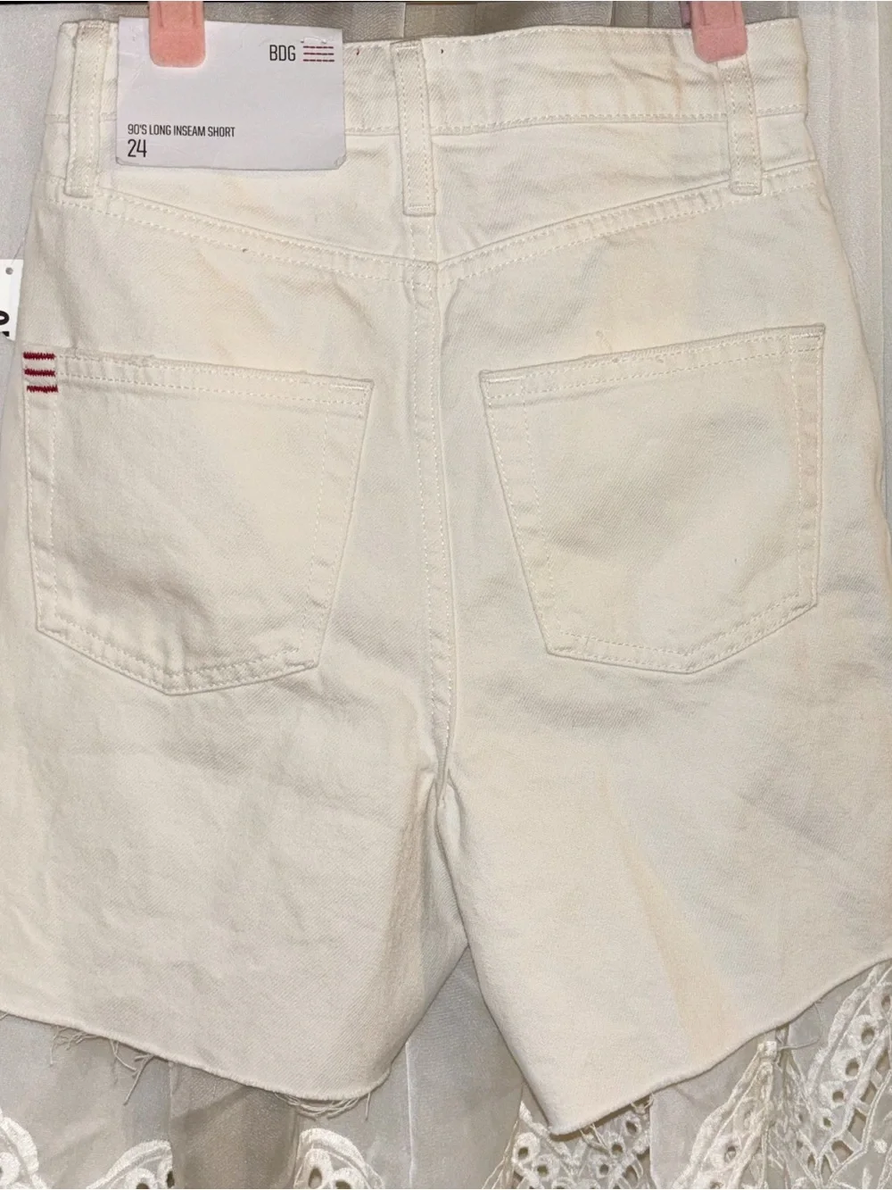 BDG Urban Outfitters 90s Long Inseam Denim Shorts | White | Size 24